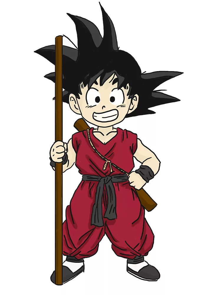 Goku in roter Kampfkunstkleidung